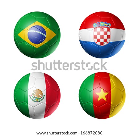 Brazil 2014 Soccer Ball On Brazilian Flag Stok fotoğraf © Daboost