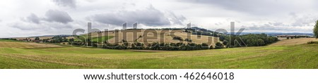 Foto stock: Rural Landscape With Fields And Clouds Near Felsberg