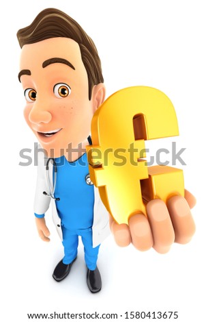 3d Doctor Holding Gold Euro Sign Zdjęcia stock © 3dmask