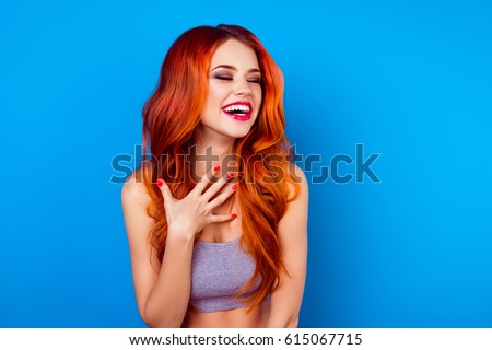 Stock fotó: Attractive Young Woman With Shiny Red Hair And Makeup