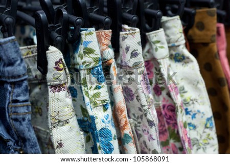 Stock photo: Row Of Hanged Floral Print Short