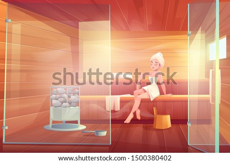 Stok fotoğraf: Sauna Heater And Girls Relaxing