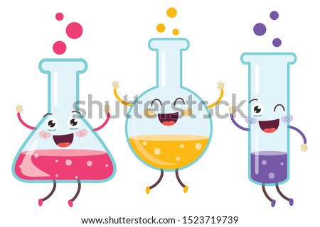 Kids With Test Tubes Studying Chemistry At School Foto stock © yusufdemirci