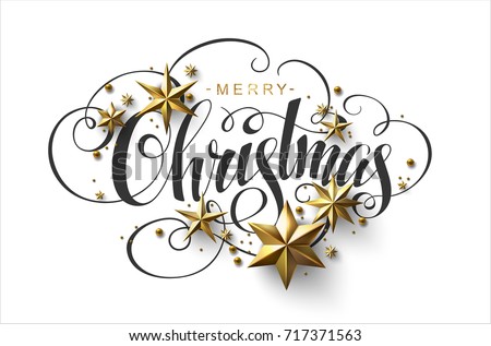 Greeting Card With Christmas Decorations And Inscription Foto stock © Devor