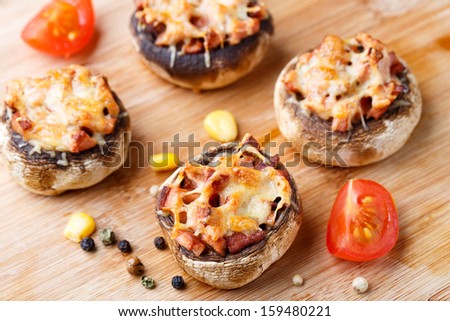 Stuffed Champignons With Ham And Cheese Сток-фото © Vankad