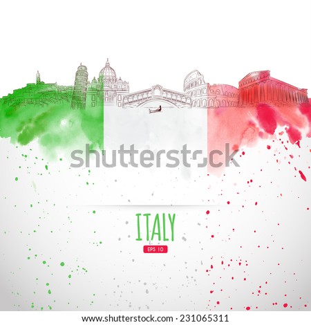 Stock fotó: Flag Of Italy Watercolor Vector Illustration