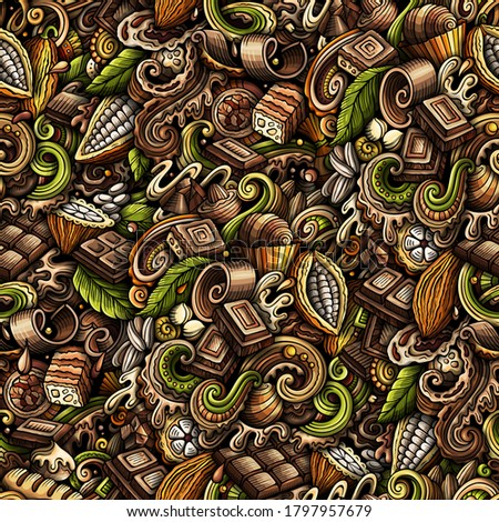 Chocolate Hand Drawn Doodles Seamless Pattern Cocoa Vector Illustration Stock photo © balabolka