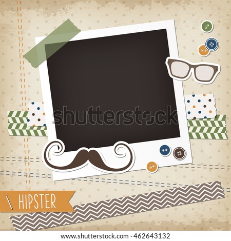 ストックフォト: Grunge Paper Design In Scrapbooking Style With Photoframe And Au