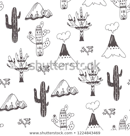 Foto stock: Cartoon Cute Doodles Hand Drawn Native American Seamless Pattern