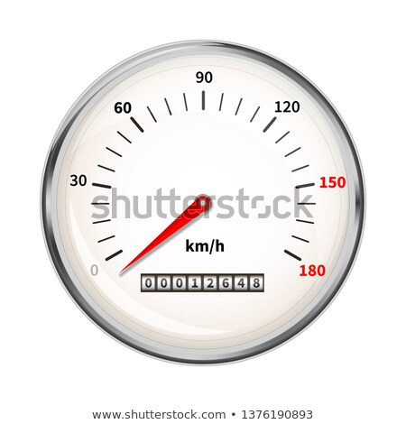 Stock photo: Glossy Retro Speedometer Car Dashboard Indicator On White