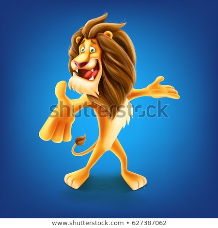 Stock fotó: Smiling Cartoon Lion Mascot Vector Graphic