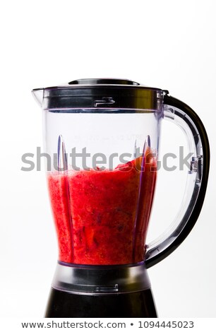 Сток-фото: Blender With Red Fruit Smoothie Isolated On White