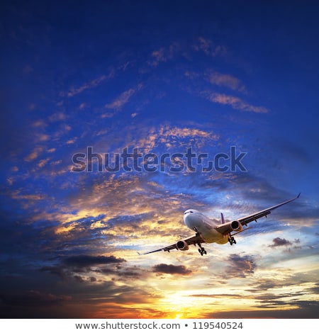 Stock fotó: Jet In A Sunset Sky Square Composition