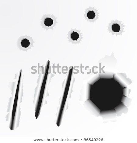 Stock foto: Bullet Holes Cracks And Slashes Set