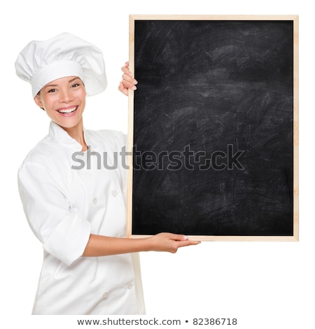 Happy Female Chef With Billboard Stock foto © Maridav