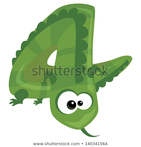 Foto stock: Number 4 Cartoon Funny Lizard