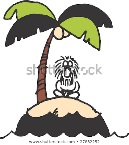 Foto stock: Cartoon Shipwrecked Man