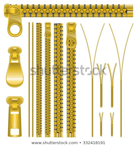 Foto stock: Zipper Unzipping From Black Isolated With A White Background