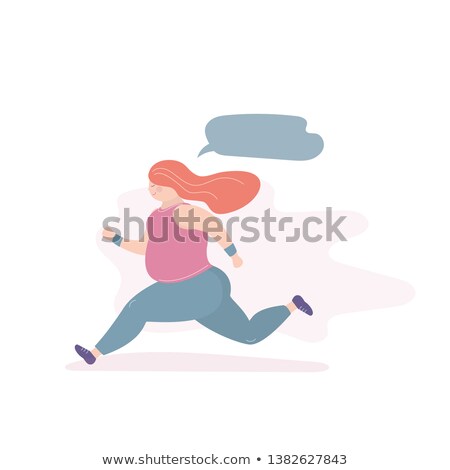 Cartoon Happy Woman Kicking With Thought Bubble ストックフォト © naum