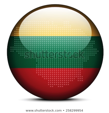 Foto stock: Map With Dot Pattern On Flag Button Of Lithuania