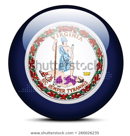 Stock photo: Map With Dot Pattern On Flag Button Of Usa Virginia State