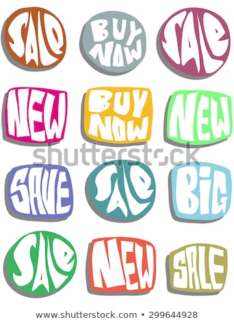 Stock fotó: Sale Slogan Button In Multiple Color Over White With Shadow