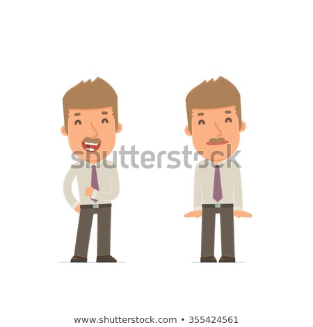 Stok fotoğraf: Funny Character Broker In Confident And Shy Poses