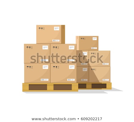 Foto stock: Uitas · pilhas · de · caixas · de · papelão · em · paletes