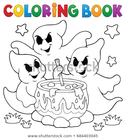 ストックフォト: Coloring Book Ghosts Stirring Potion