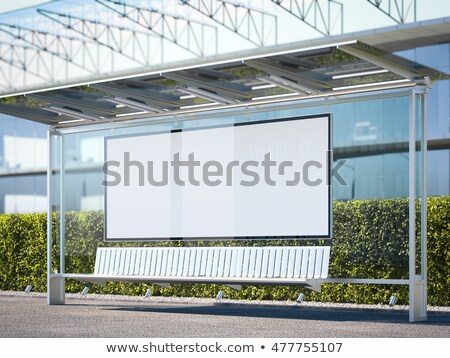 Stok fotoğraf: Modern Bus Stop With Horisontal Blank Billboard 3d Rendering