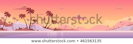 Stock fotó: Summer Beach Holiday Vacation Tropical Landscape Flat Illustration