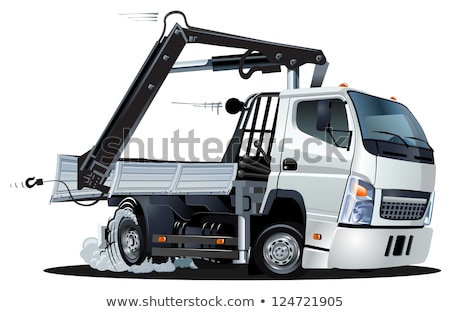 Vector Cartoon Lkw Truck With Crane Isolated Foto stock © Mechanik