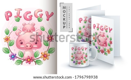 Cute Pig - Poster And Merchandising ストックフォト © rwgusev