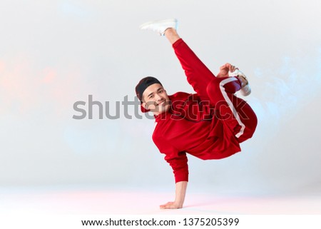 Stock photo: B Boy Breakdancing On White