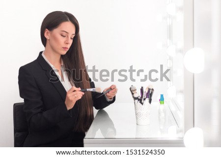 Stock photo: Girl In The Office Preparing To Shadows On Face