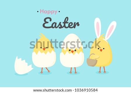 Stok fotoğraf: Easter Card Template With Bunny And Eggs