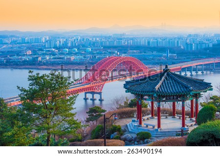 Stockfoto: Banghwa Bridge And Han River In Seoulkorea