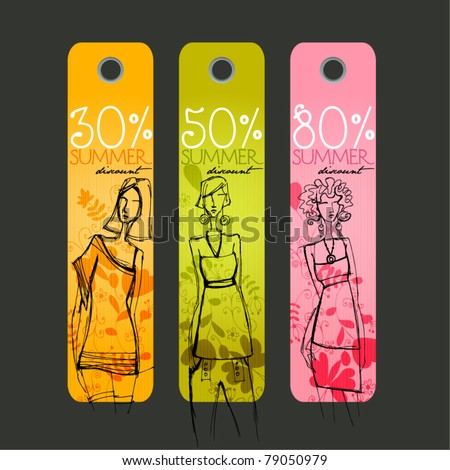 Price Tags With Fashion Girl Vector Set Stock photo © re_bekka