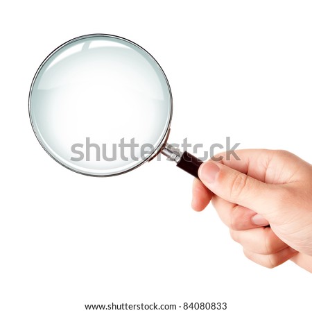 Hand Hold Magnifier Glass With Search Text Stok fotoğraf © Dinga