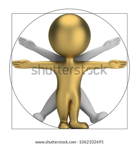 Foto stock: Essoas · pequenas · 3D · - · Homem · Vitruviano