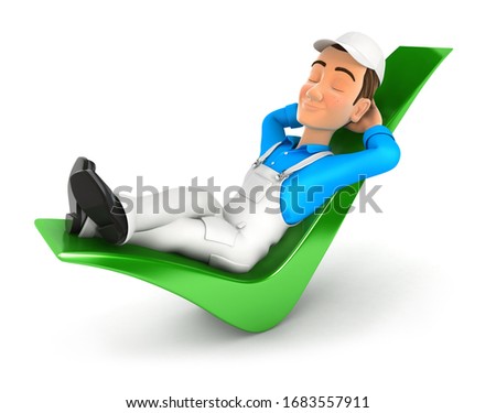 3d Painter Relaxed On A Check Mark Zdjęcia stock © 3dmask