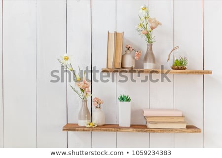 Stock fotó: Modern White Abstract Book Shelf On The Wall