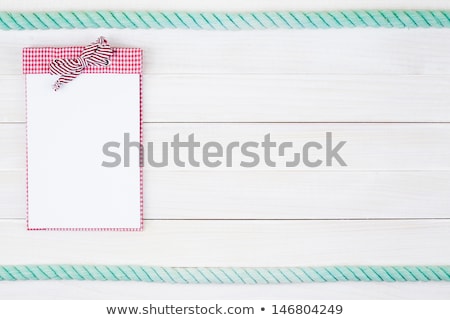 Foto stock: Old Painted Wooden Plank With Paper Card For Announcement