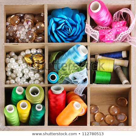 ストックフォト: Thread And Material For Handicrafts In Box