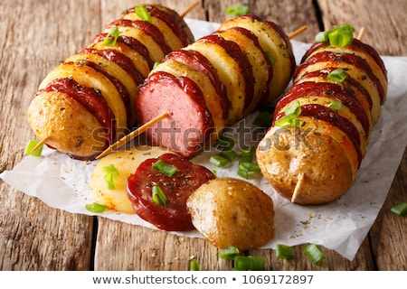 Foto stock: Bacon And Potato Skewer With Fries