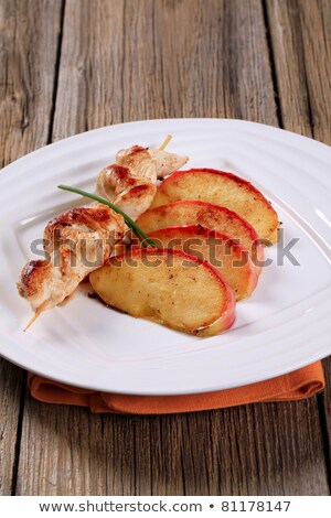 Stock fotó: Chicken Skewer And Baked Apple