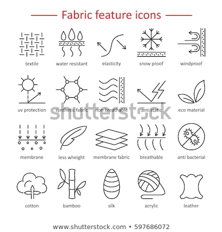 [[stock_photo]]: Vector Line Icons Of Fabric Feature Garments Property Symbols Elements - Cotton Wool Waterproof