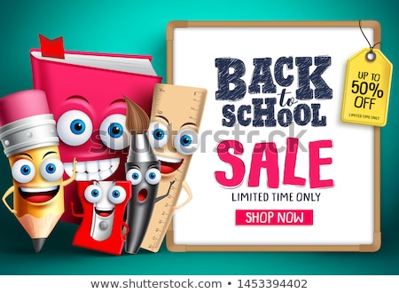 Stockfoto: Book And Pencil Mascots And Whiteboard