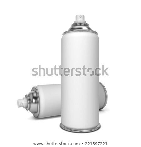 Foto stock: Two Paint Cans And Spray With Blank Label 3d Rendering