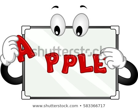 Stockfoto: Mascot Magnet Board Spelling Apple